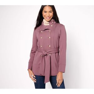 Studio Park Women's Plus Sz Jacket 1X Double Button Ponte Coat Blue A626657